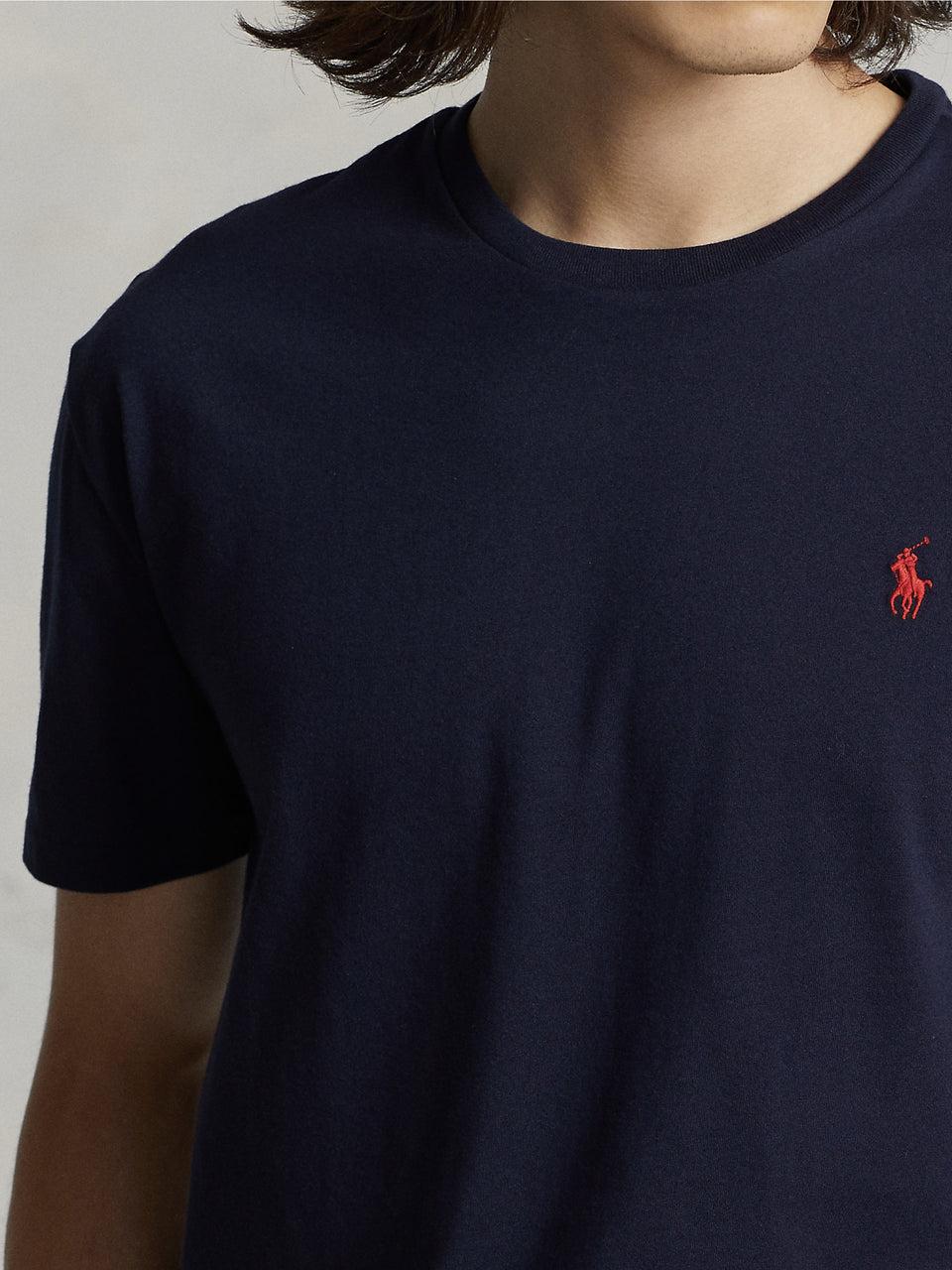 RALPH LAUREN T-shirt in Cotone Basica Inchiostro Sconto