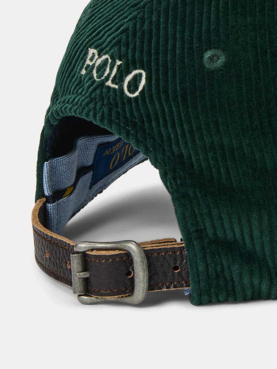 RALPH LAUREN Cappello in Velluto a Coste Verde Affare Del Giorno