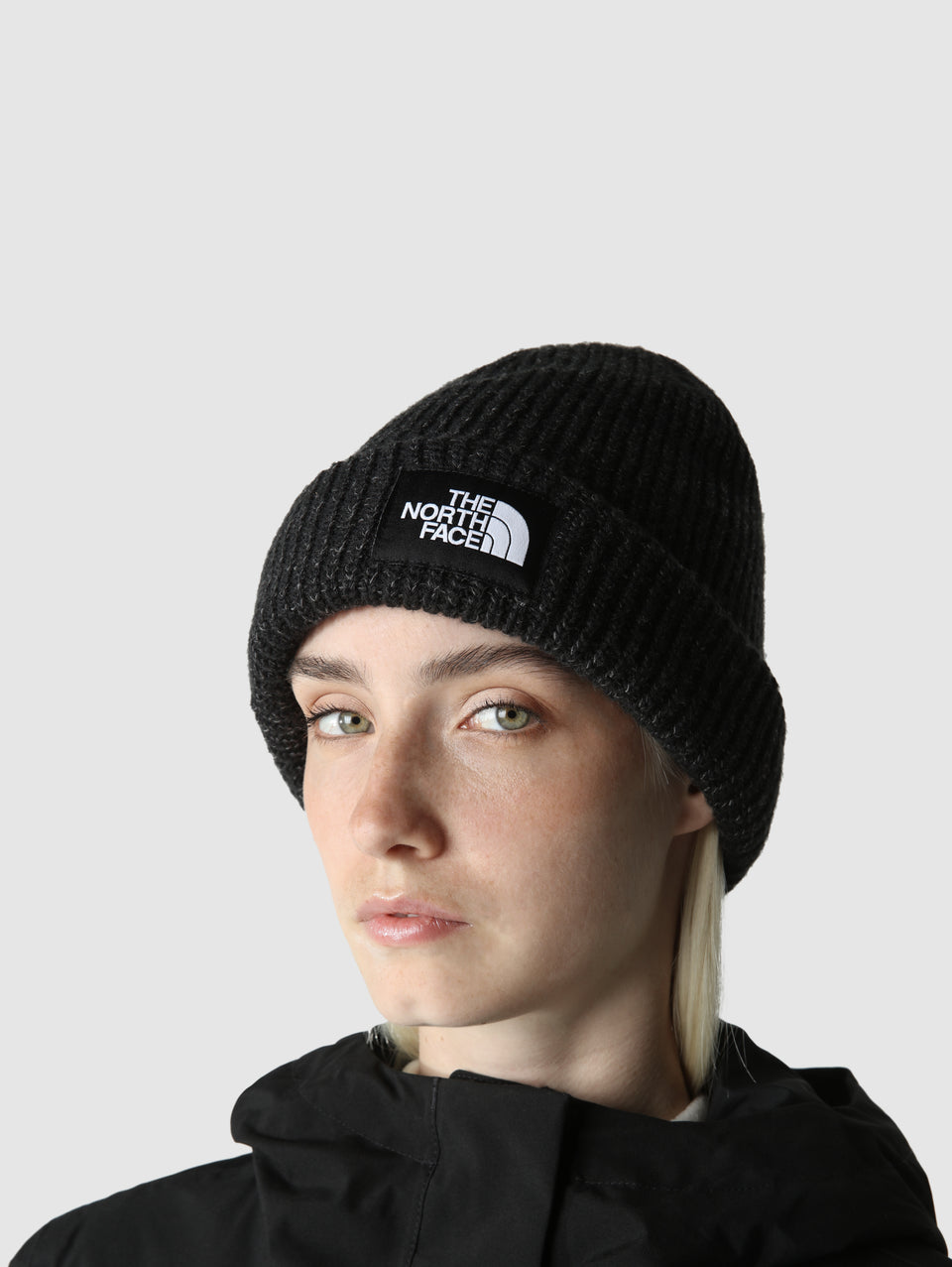 THE NORTH FACE Berretto in Maglia a Coste con Logo Nero Sconto