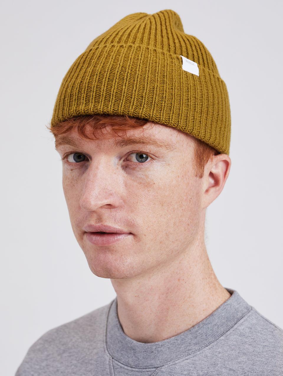 NORSE PROJECTS Berretto in Lana a Coste Verde Saldi