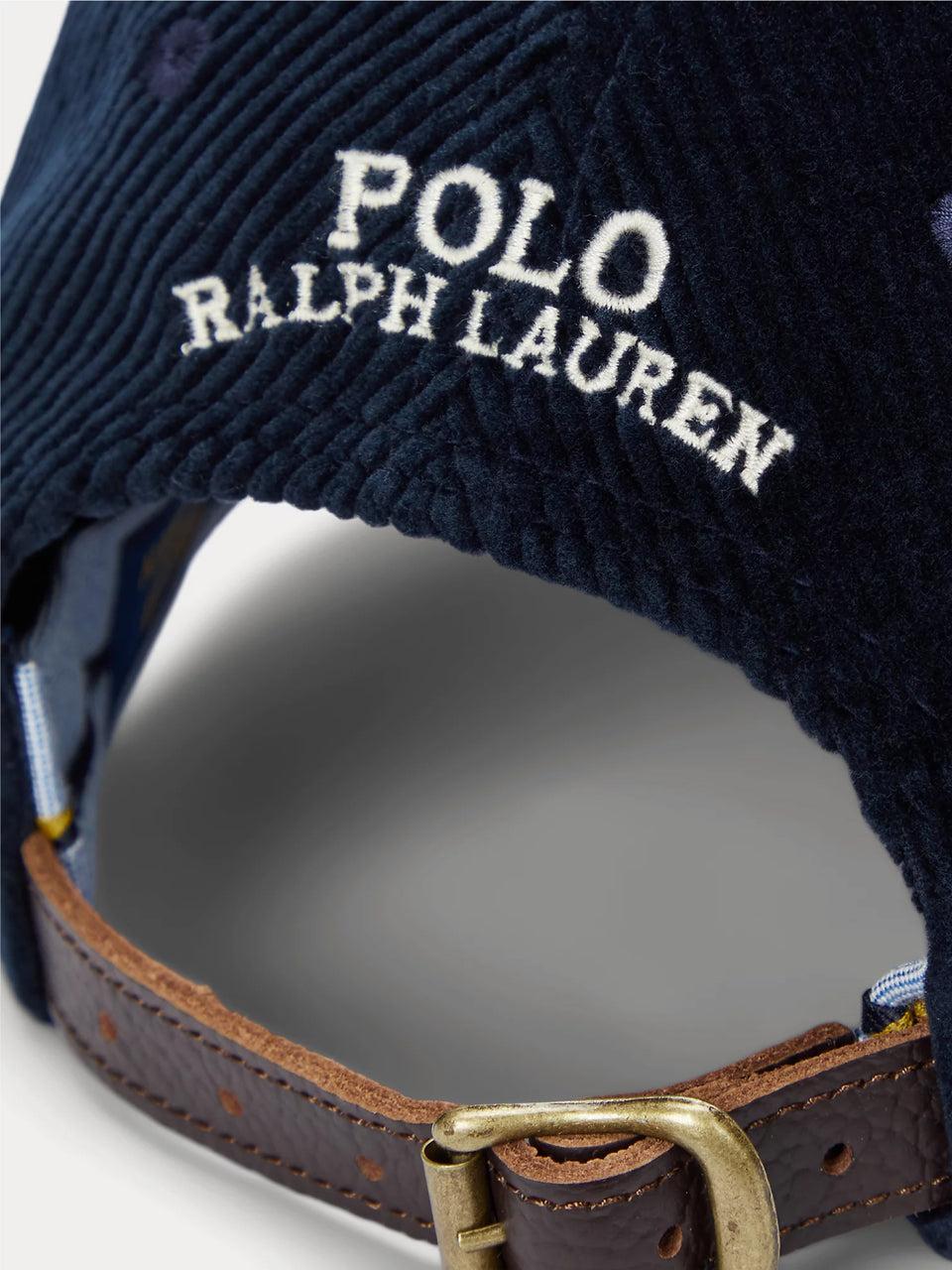 RALPH LAUREN Cappello in Velluto a Coste Blu Vendita Calda