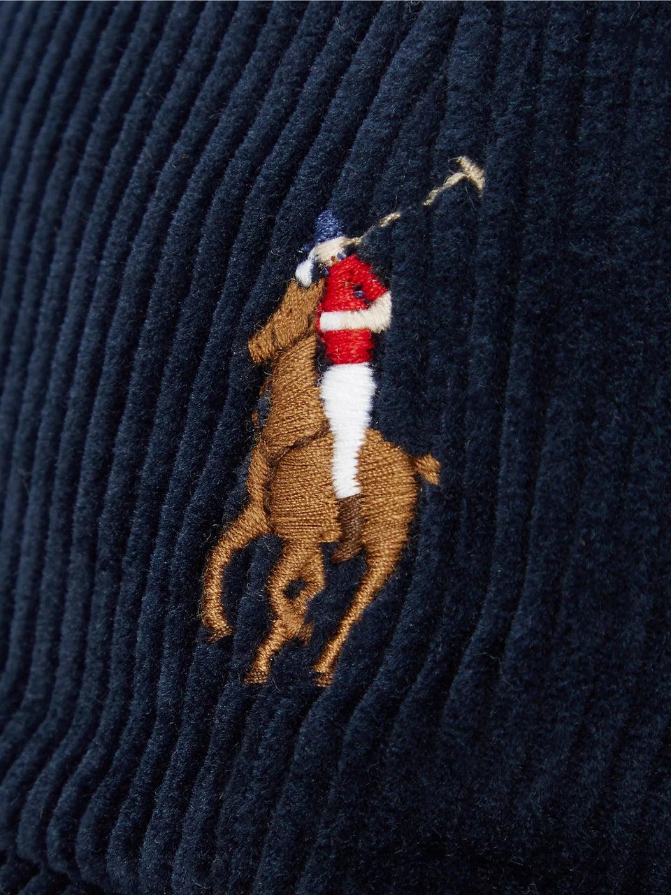 RALPH LAUREN Cappello in Velluto a Coste Blu Vendita Calda