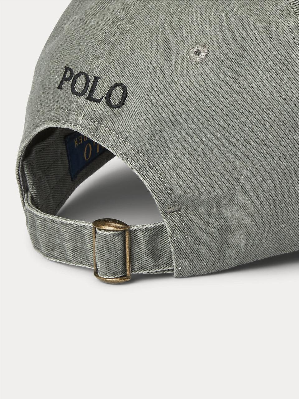 RALPH LAUREN Cappello da Baseball in Chino di Cotone Grigio Vendita Economica