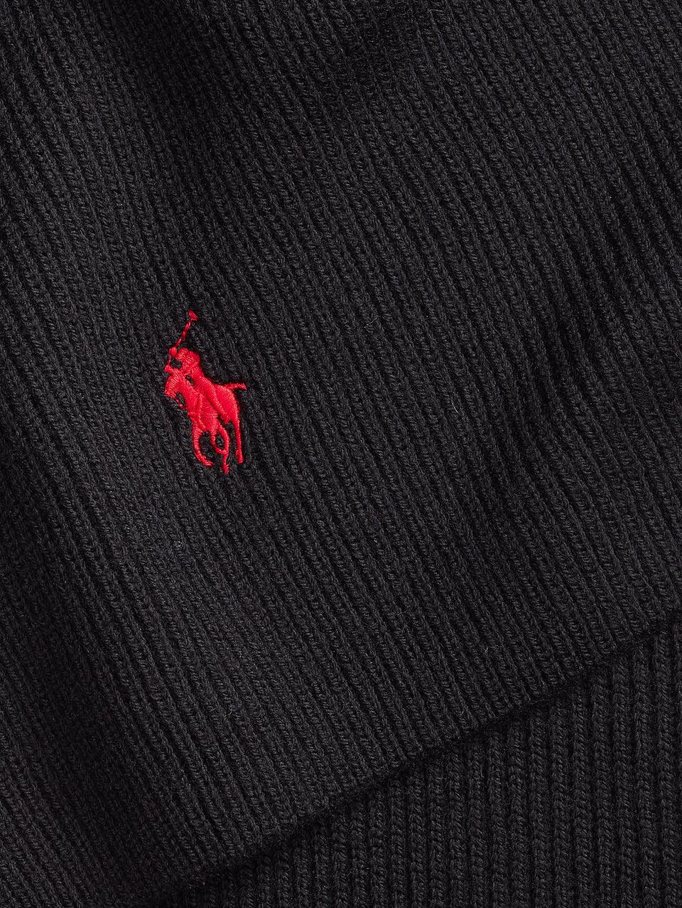 RALPH LAUREN Sciarpa con Lavorazione a Coste Nero Qualità Garantita