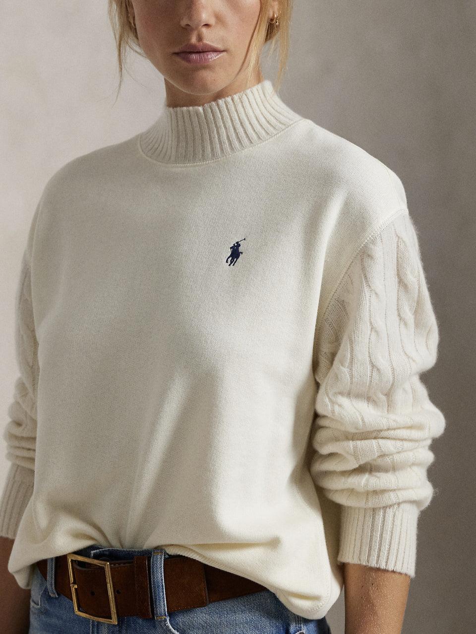 RALPH LAUREN Felpa con Collo Alto Crema Vendita