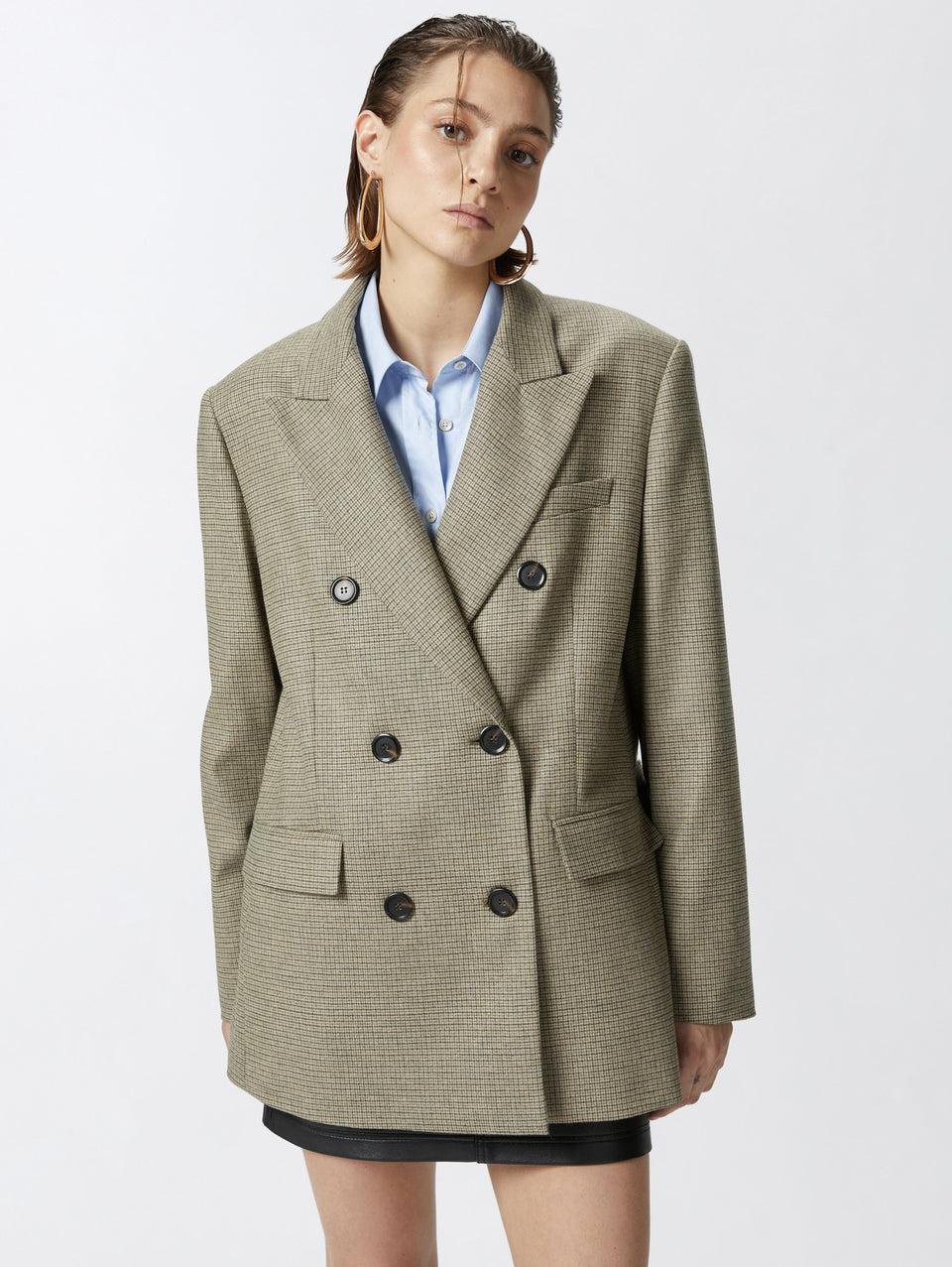 PINKO Blazer Oversize a Micro Quadretti Verde