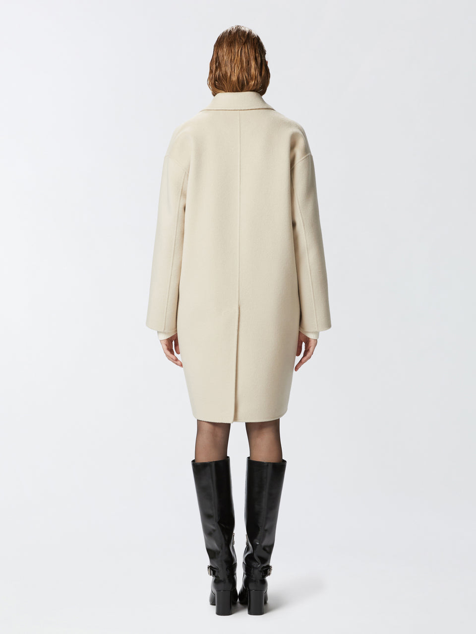 PINKO Cappotto Monopetto in Double di Lana Beige Pezzi Unici