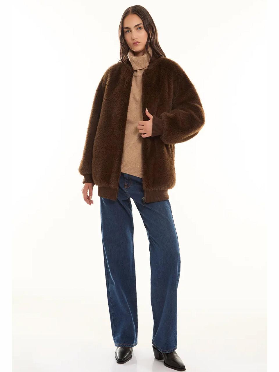 P.A.R.O.S.H. Bomber in Ecopelliccia Marrone Soddisfazione Garantita
