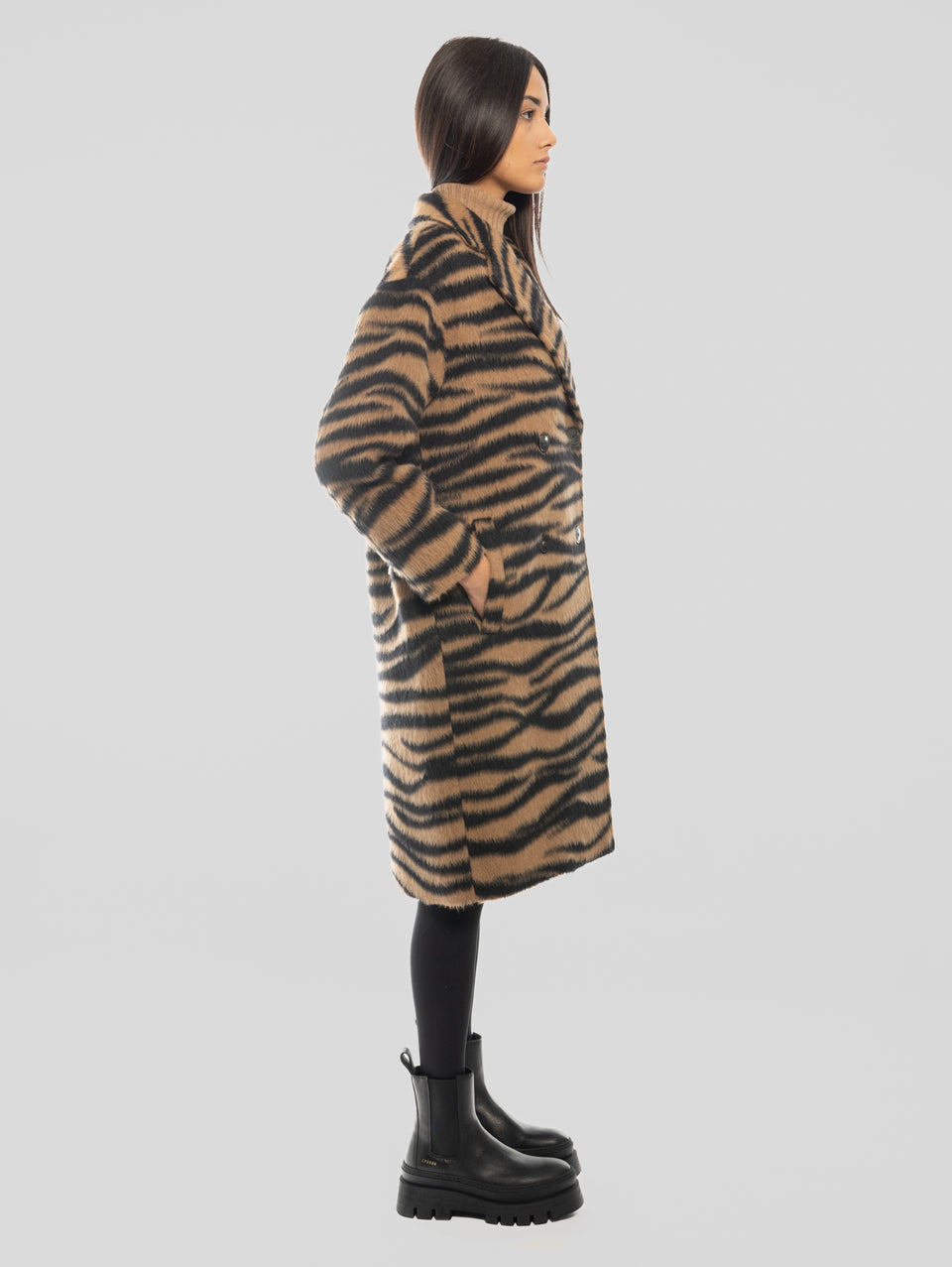 MAX MARA Cappotto Jacquard Animalier Vidim Cammello Consegna Veloce