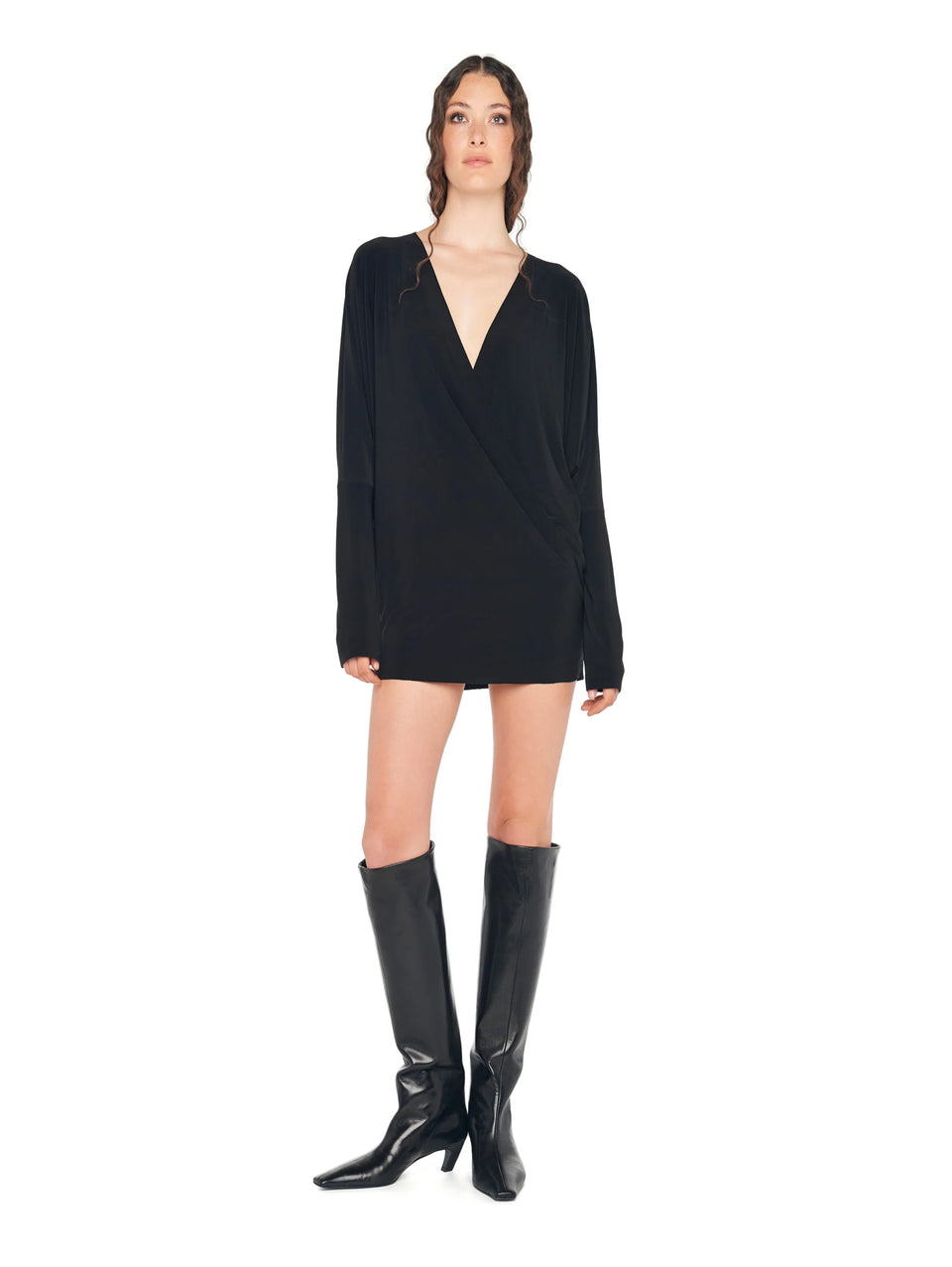 NORMA KAMALI Abito Corto con Scollo a V Nero Shopping Online