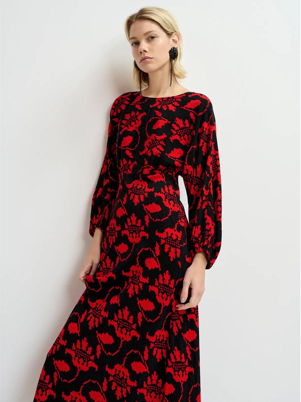 ESSENTIEL ANTWERP Abito Lungo con Stampa Nero Online