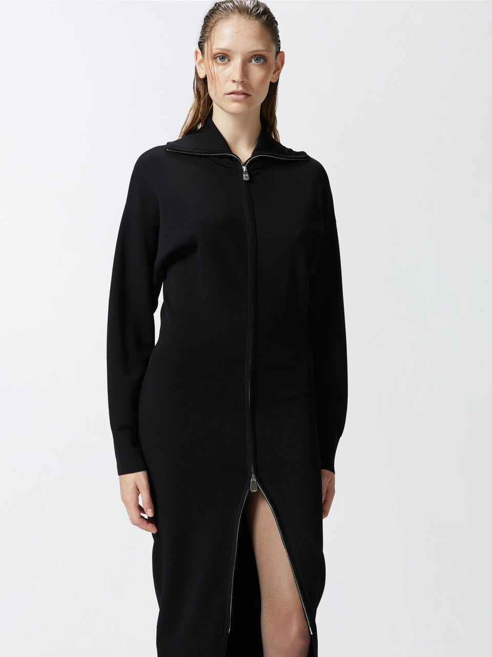 PINKO Abito Longuette in Maglia Nero In Vendita