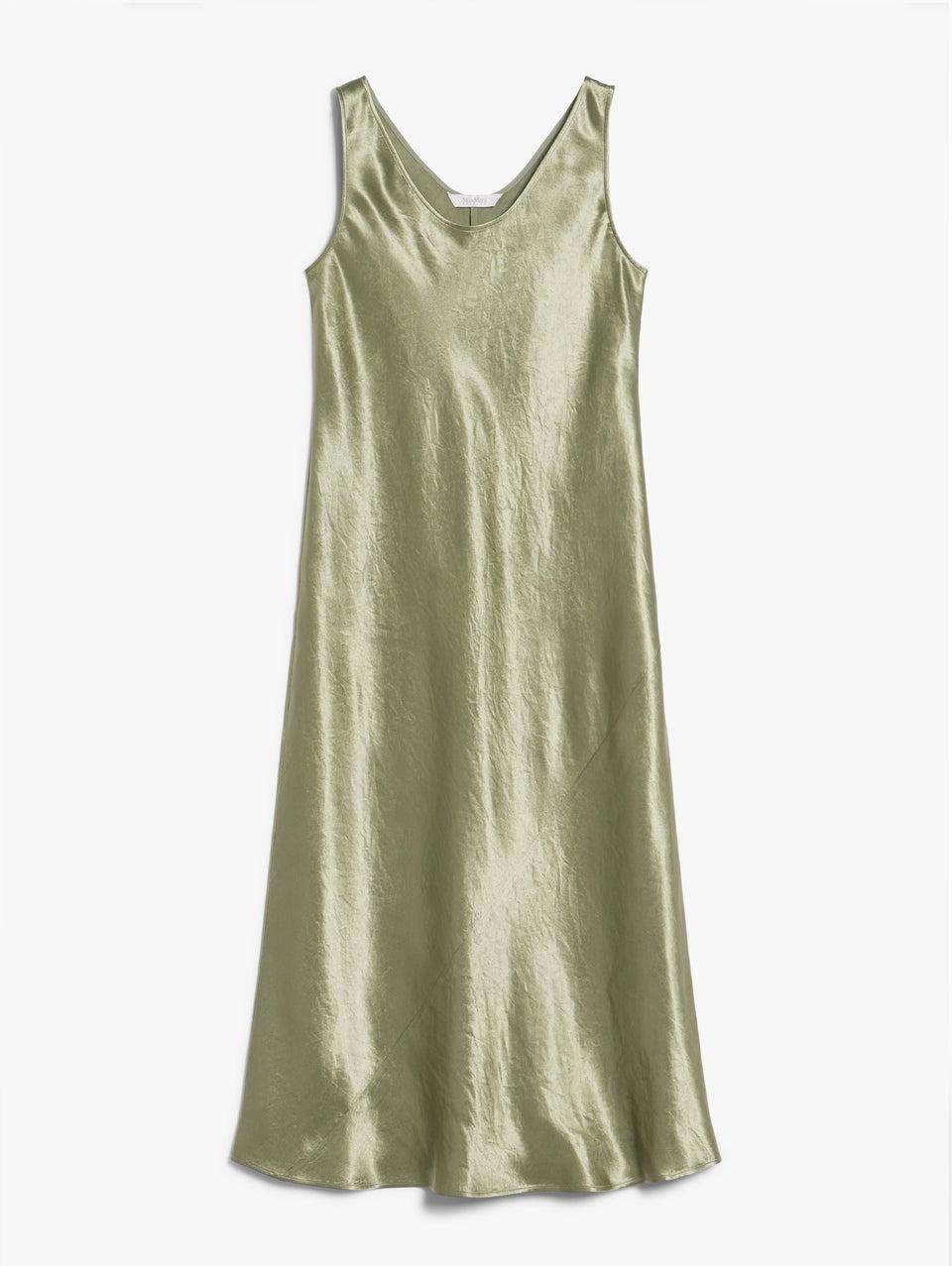 MAX MARA LEISURE Abito Lungo in Raso Lucido Tortora Offerta San Valentino