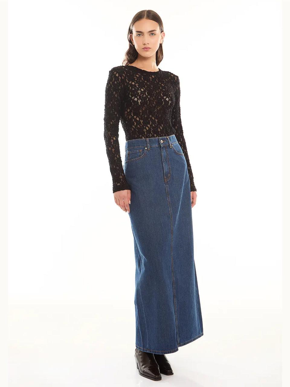 P.A.R.O.S.H. Blusa in Pizzo Girocollo Nero Negozio