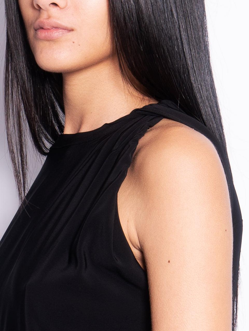 PINKO Blusa Girocollo con Lavorazione sulla Manica Nero Nuova