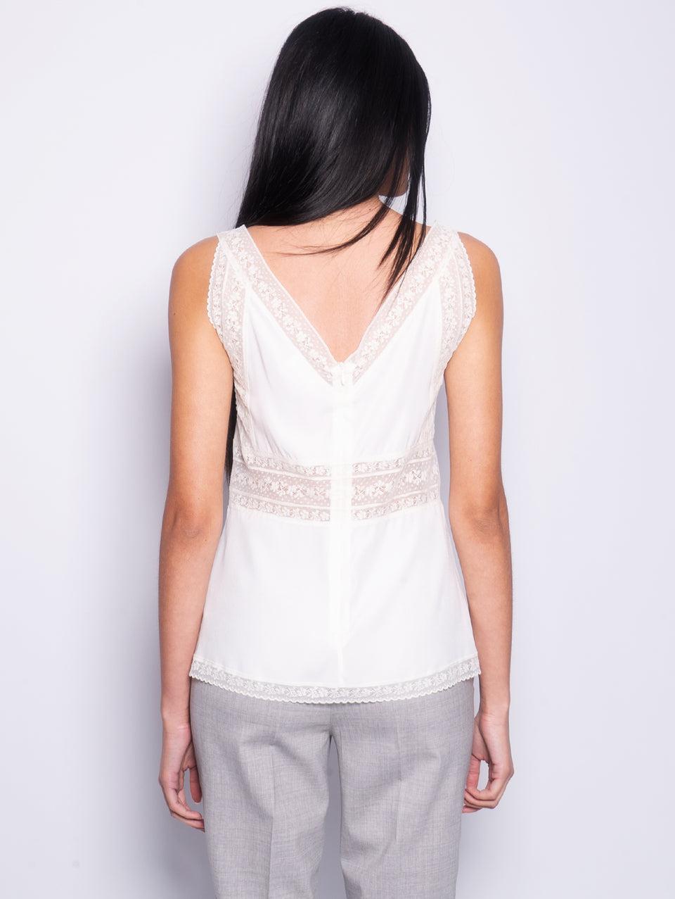 P.A.R.O.S.H. Blusa in Seta e Pizzo Panna 2025