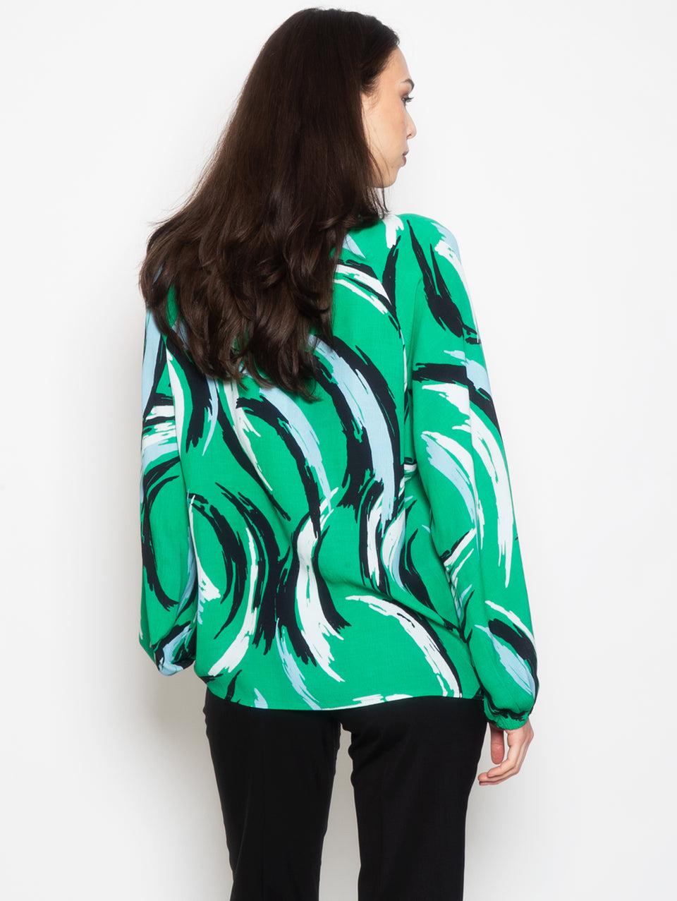 ESSENTIEL ANTWERP Blusa Stampata con Maniche a Palloncino Verde Italia