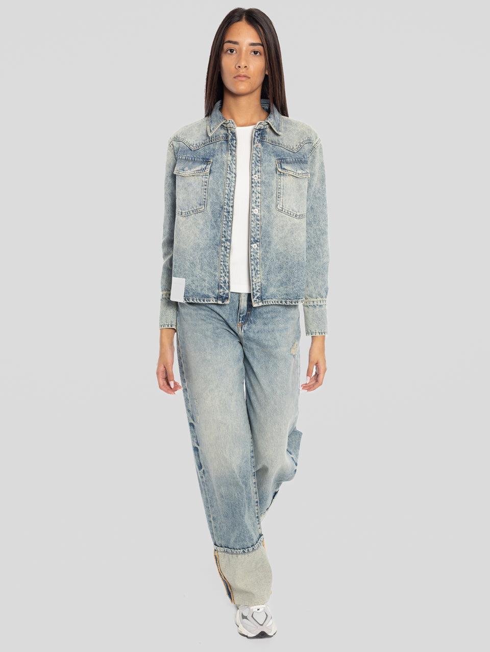 ICON DENIM Camicia Western in Denim Norah Blu Nuovo