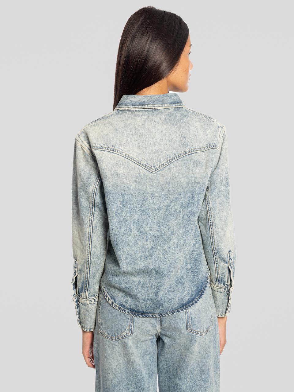 ICON DENIM Camicia Western in Denim Norah Blu Nuovo