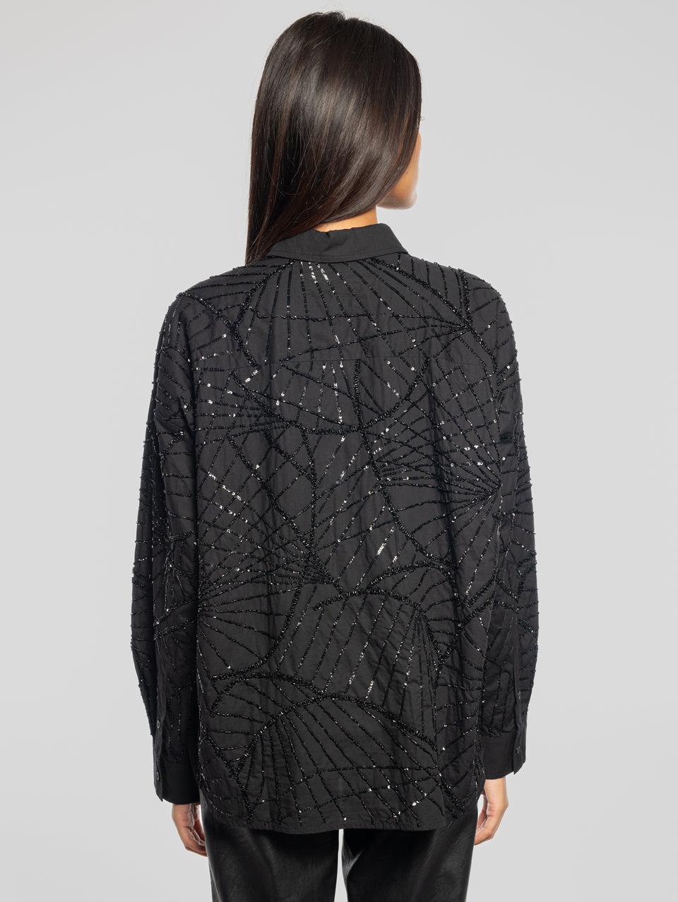 ESSENTIEL ANTWERP Camicia Squadrata con Paillettes Nero Vendita