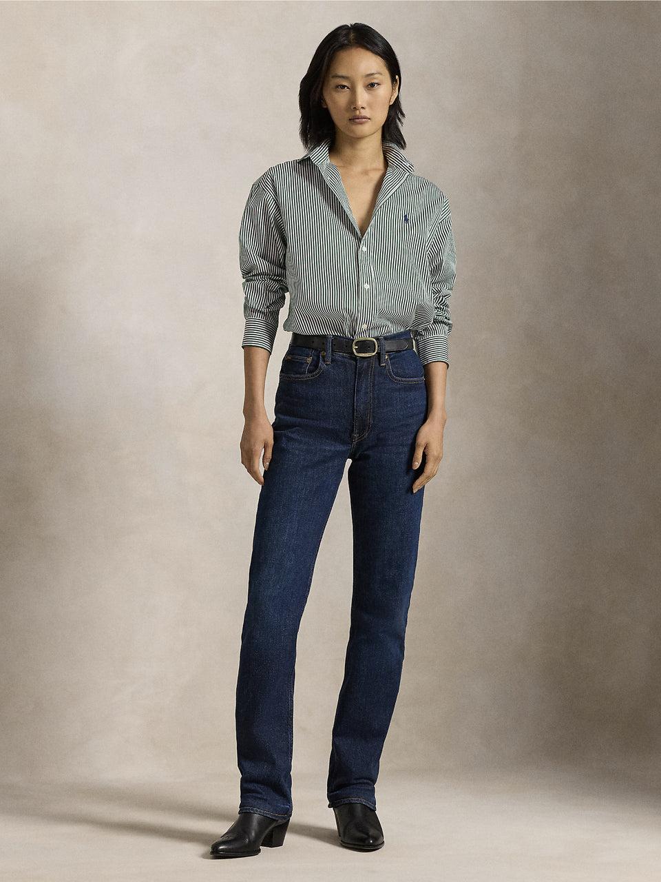 RALPH LAUREN Camicia a Righe Verde/Bianco Promozione