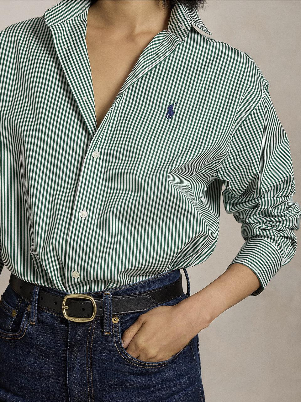 RALPH LAUREN Camicia a Righe Verde/Bianco Promozione