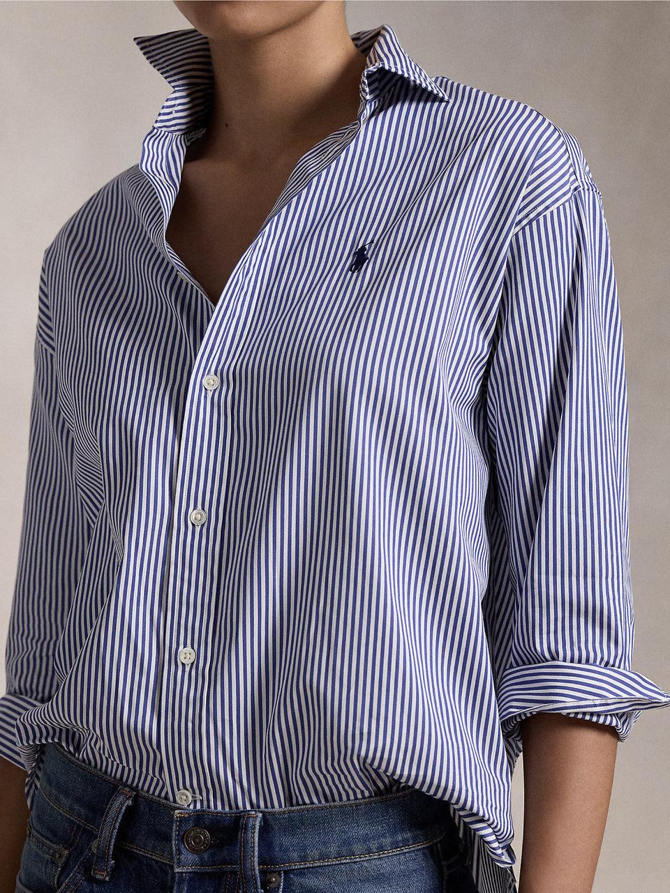 RALPH LAUREN Camicia a Righe Blu/Bianco Super Saving Price