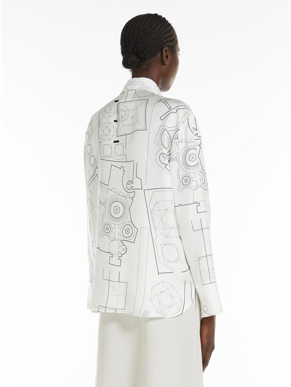 MAX MARA LEISURE Camicia in Seta Stampata Bianco Qualità Garantita