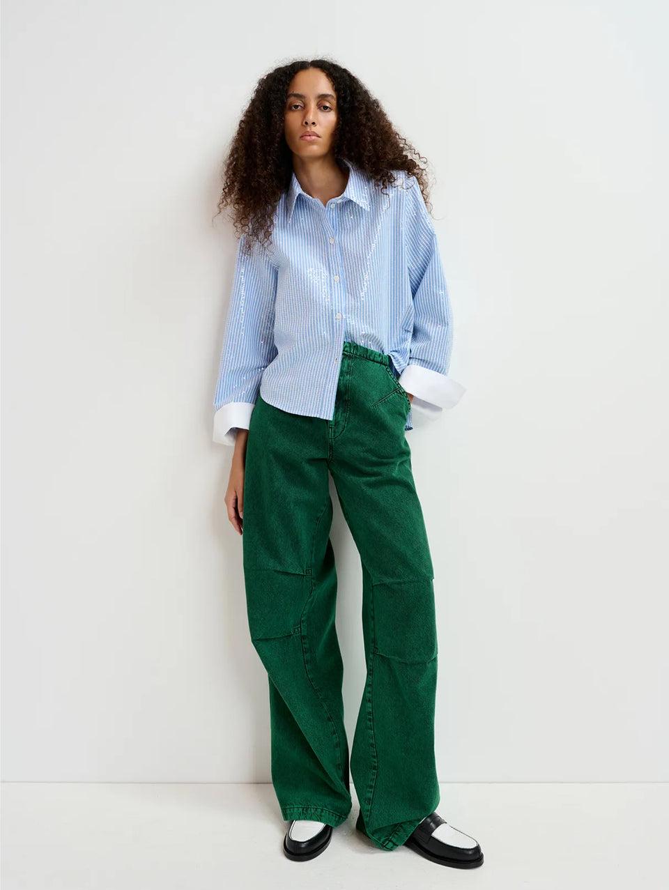 ESSENTIEL ANTWERP Camicia a Righe con Paillettes Bianco/Blu Acquista Ora