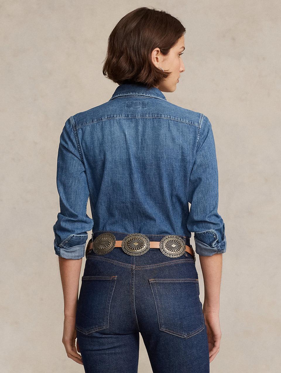 RALPH LAUREN Camicia in Twill di Cotone Denim Blu Fino Al -60%
