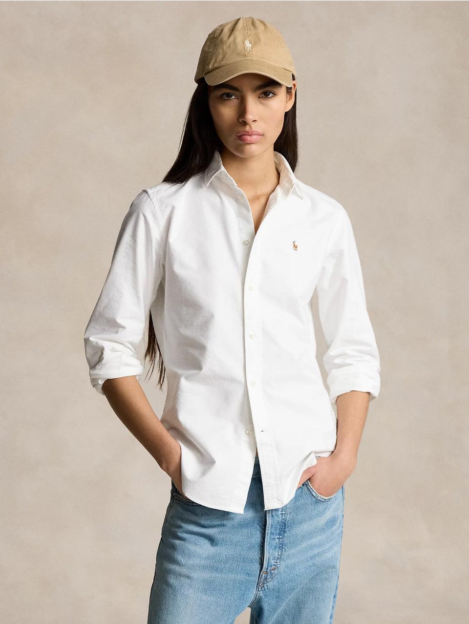 RALPH LAUREN Camicia Slim Fit in Oxford Bianco