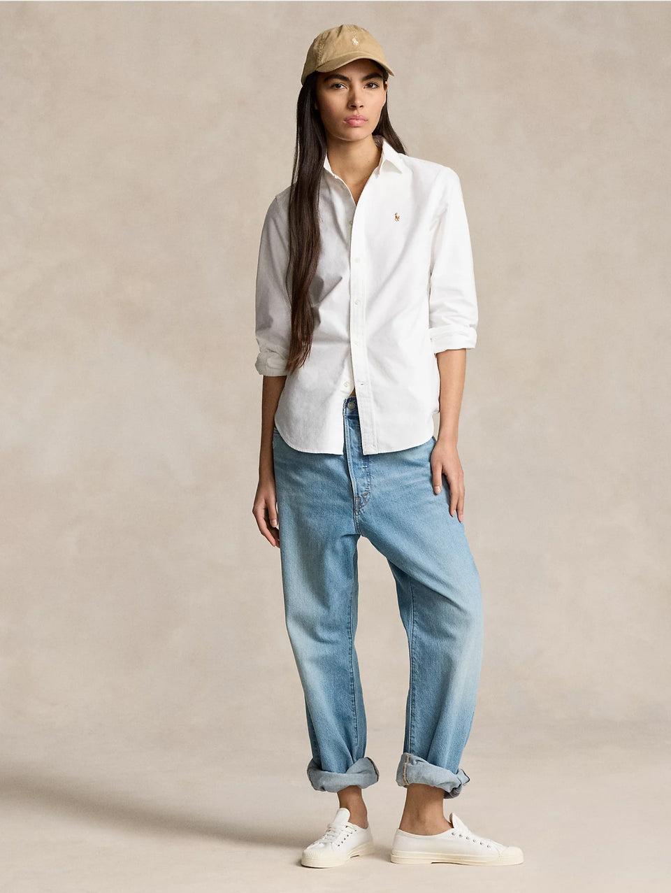 RALPH LAUREN Camicia Slim Fit in Oxford Bianco Shopping Online