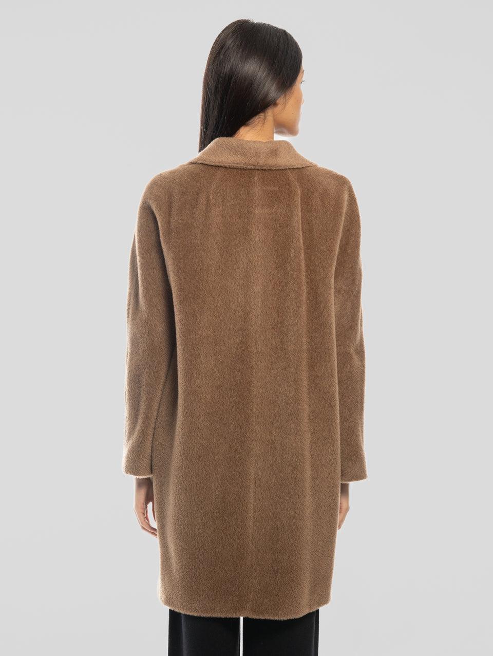 MAX MARA Cappotto Doppiopetto in Alpaca e Lana Roseto Cammello Sconto