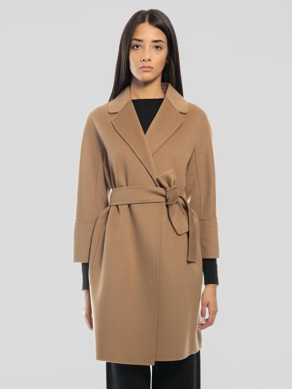 MAX MARA Cappotto Cucito a Mano in Doppio di Lana Arona Cammello Economico