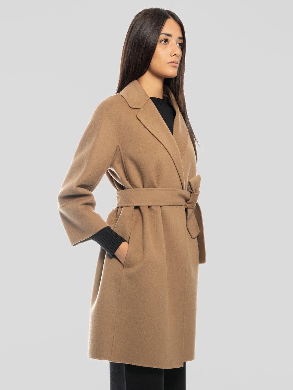 MAX MARA Cappotto Cucito a Mano in Doppio di Lana Arona Cammello Economico