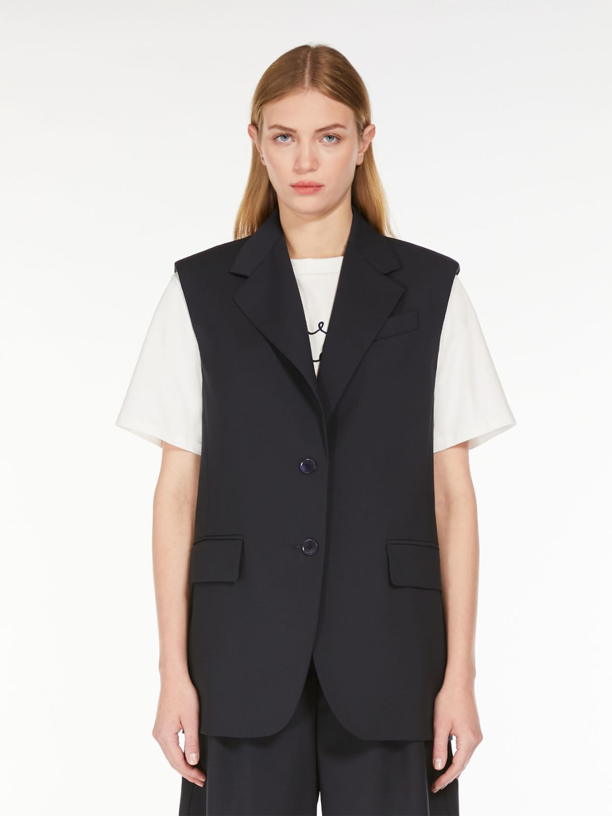 Weekend Gilet in tela di lana stretch Saldi Di Fabbrica