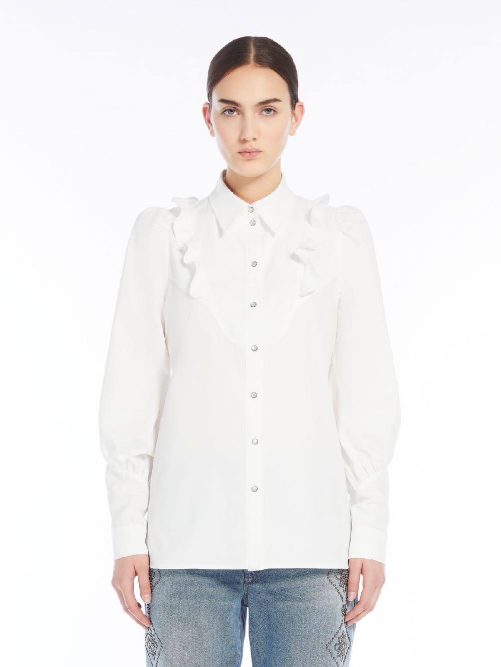 Weekend Camicia in twill di cotone con rouches Saldi Di Fabbrica