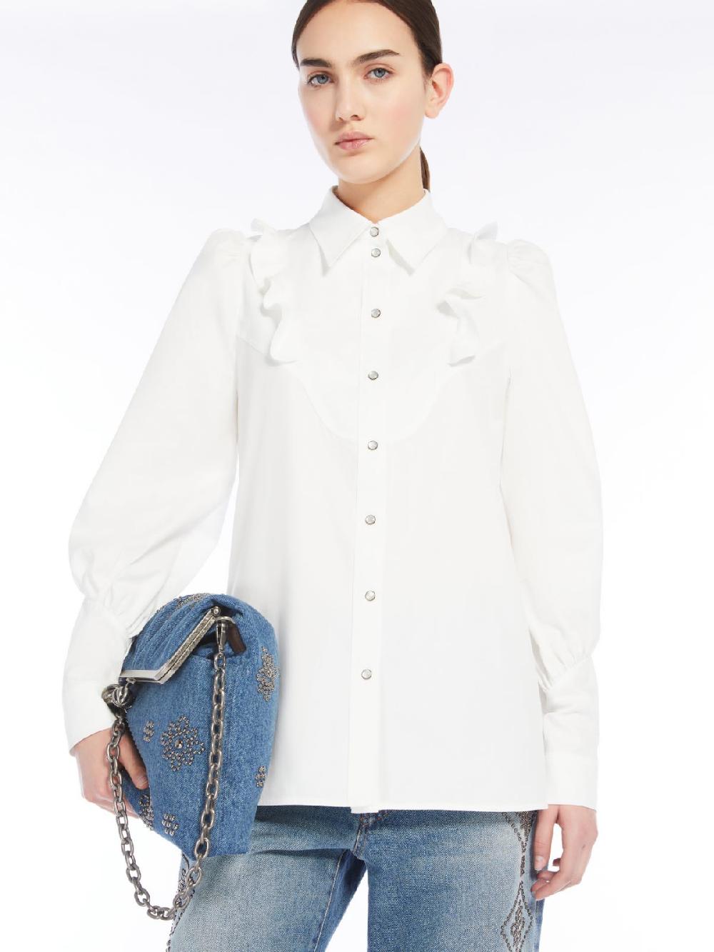 Weekend Camicia in twill di cotone con rouches Saldi Di Fabbrica