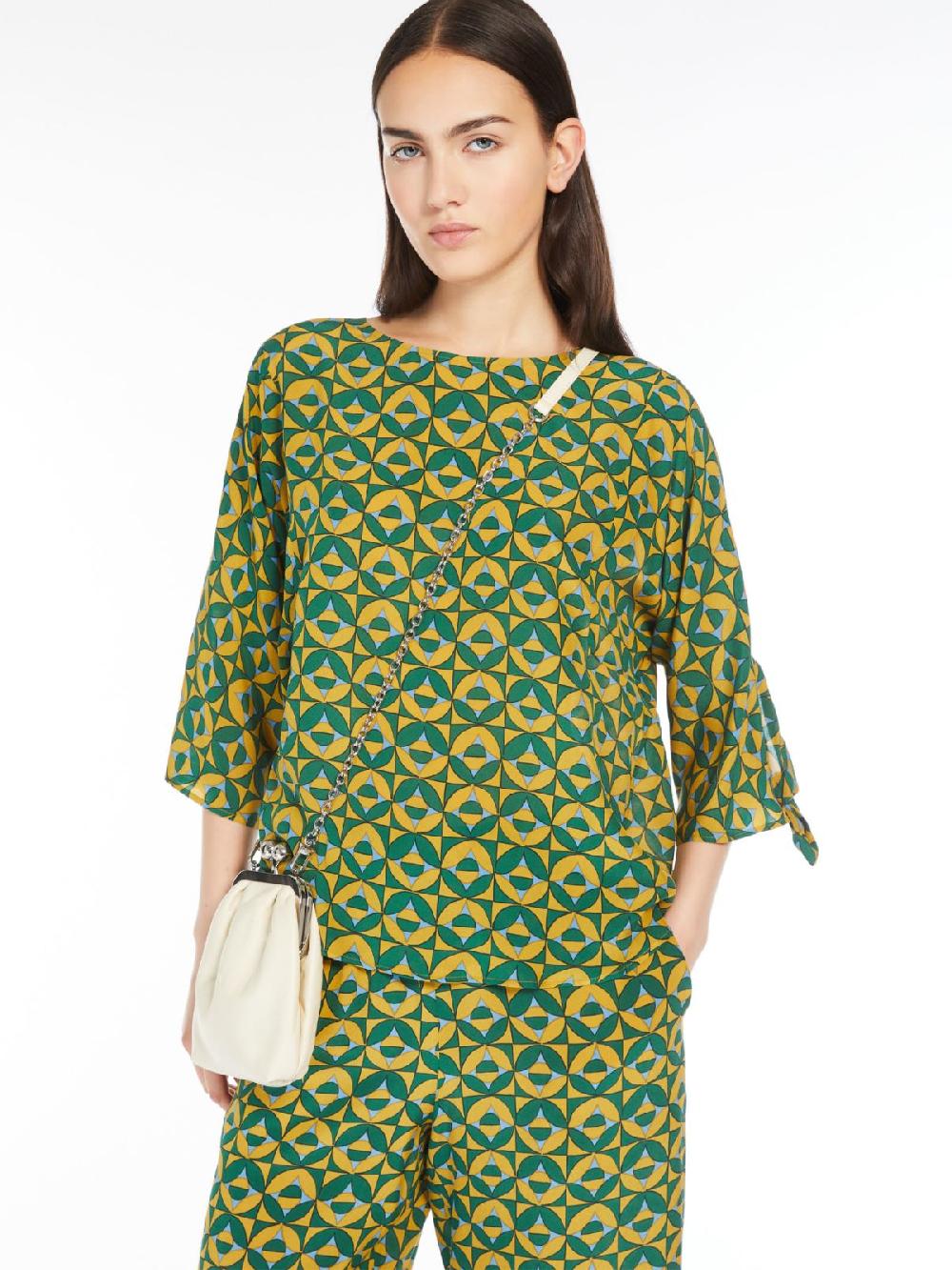 Weekend Blusa in crêpe de Chine stampato Nuovo