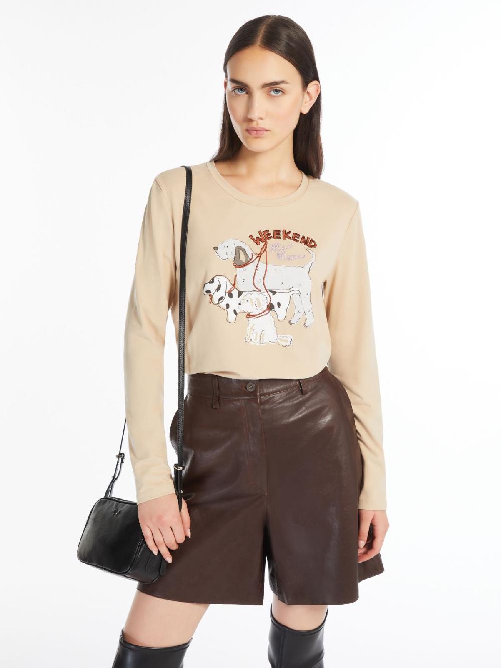 Weekend T-shirt in cotone con stampa e ricami In Linea