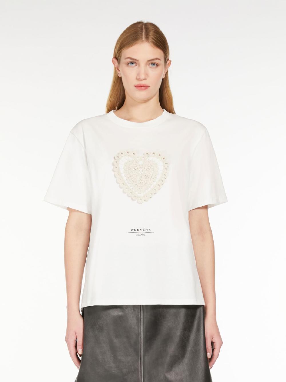 Weekend T-shirt in cotone con lettering ricamato Consegna Veloce