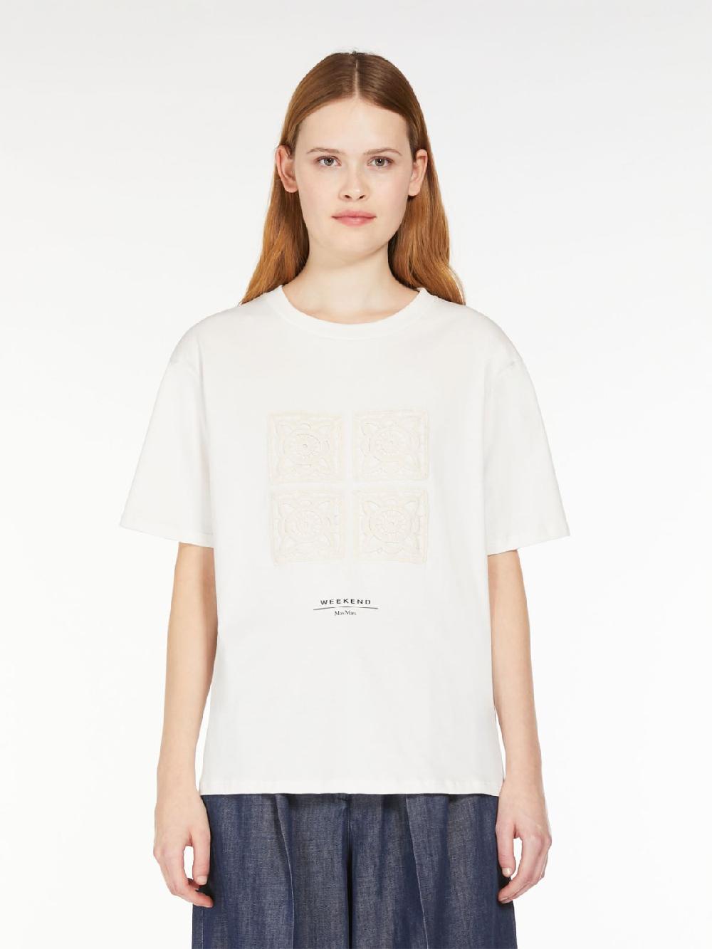 Weekend T-shirt in cotone con lettering ricamato Promozione Limitata