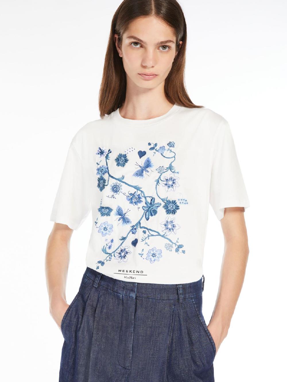 Weekend T-shirt in cotone con lettering ricamato Fino Al -60%