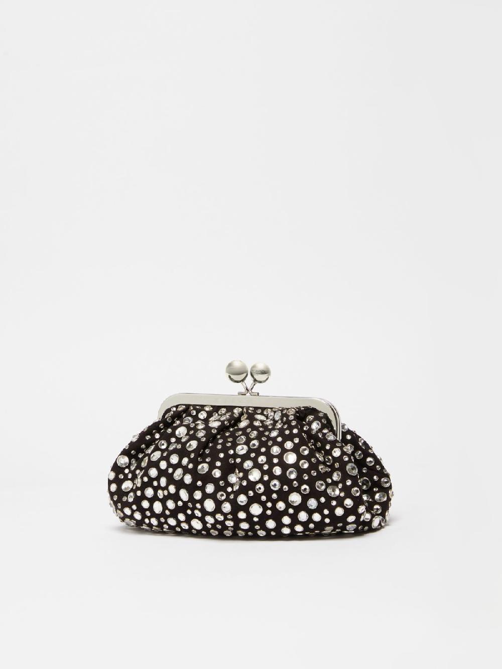 Weekend Pasticcino Bag Small con pietre incastonate in pelle con cristalli Vendita