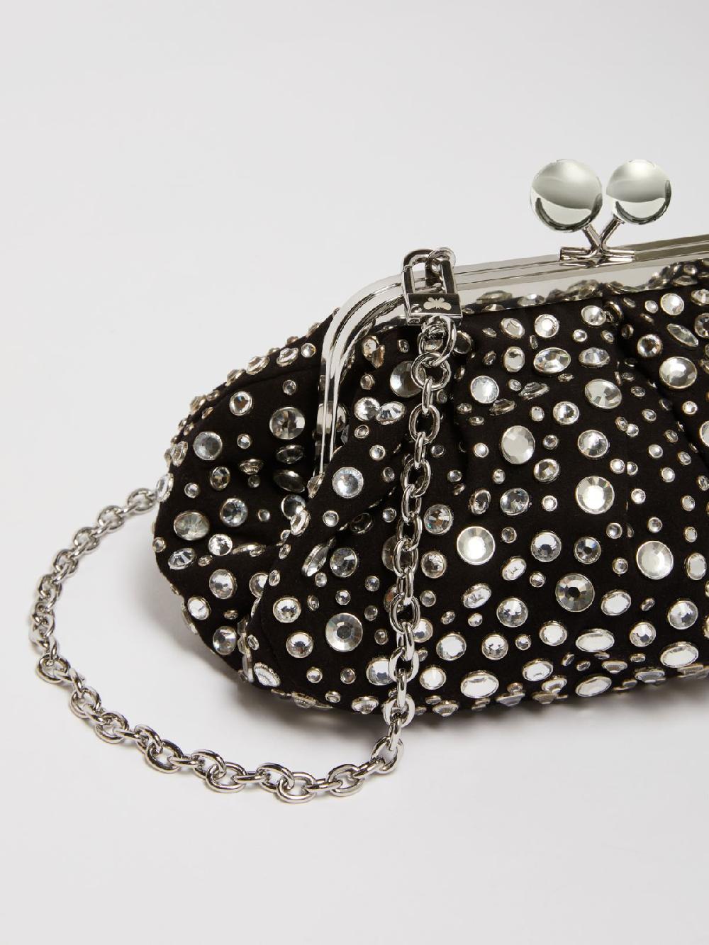 Weekend Pasticcino Bag Small con pietre incastonate in pelle con cristalli Vendita
