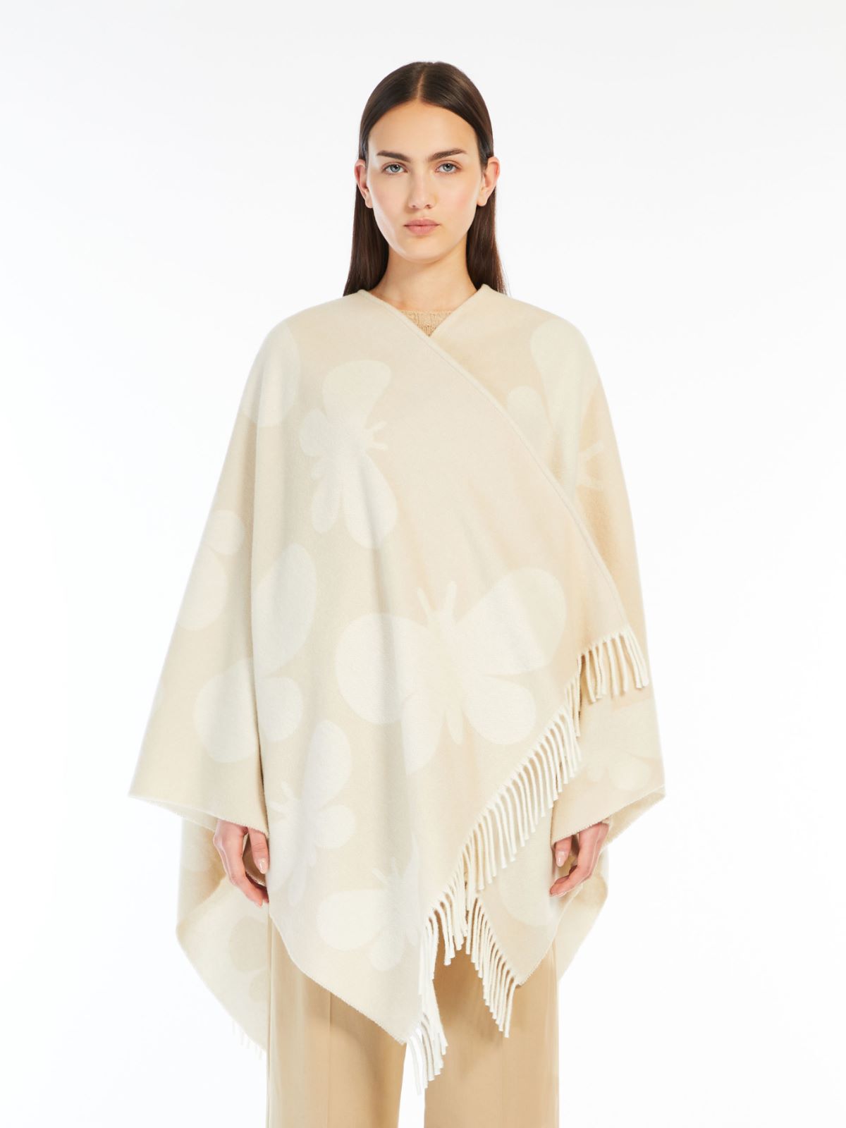 Weekend Poncho in lana jacquard Saldi Di Fabbrica