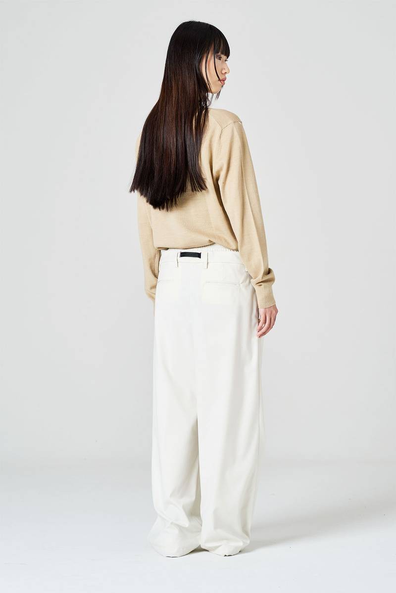White sand Pantalone palazzo con doppia vita alta In Linea