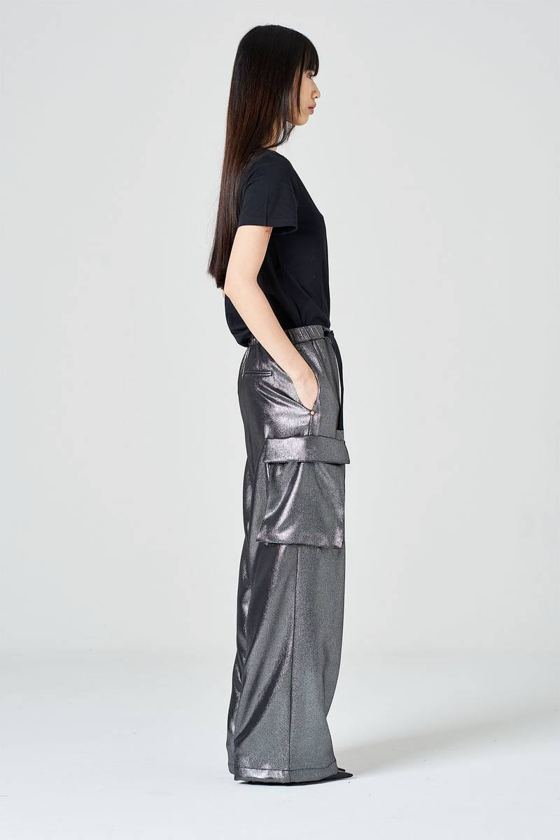 White sand Pantalone cargo in jersey laminato Nuovo