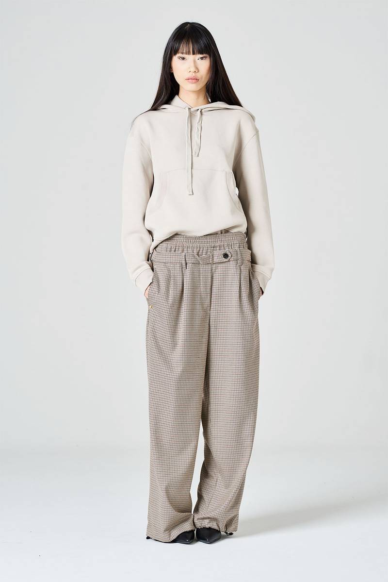 White sand Pantalone palazzo con doppia vita alta