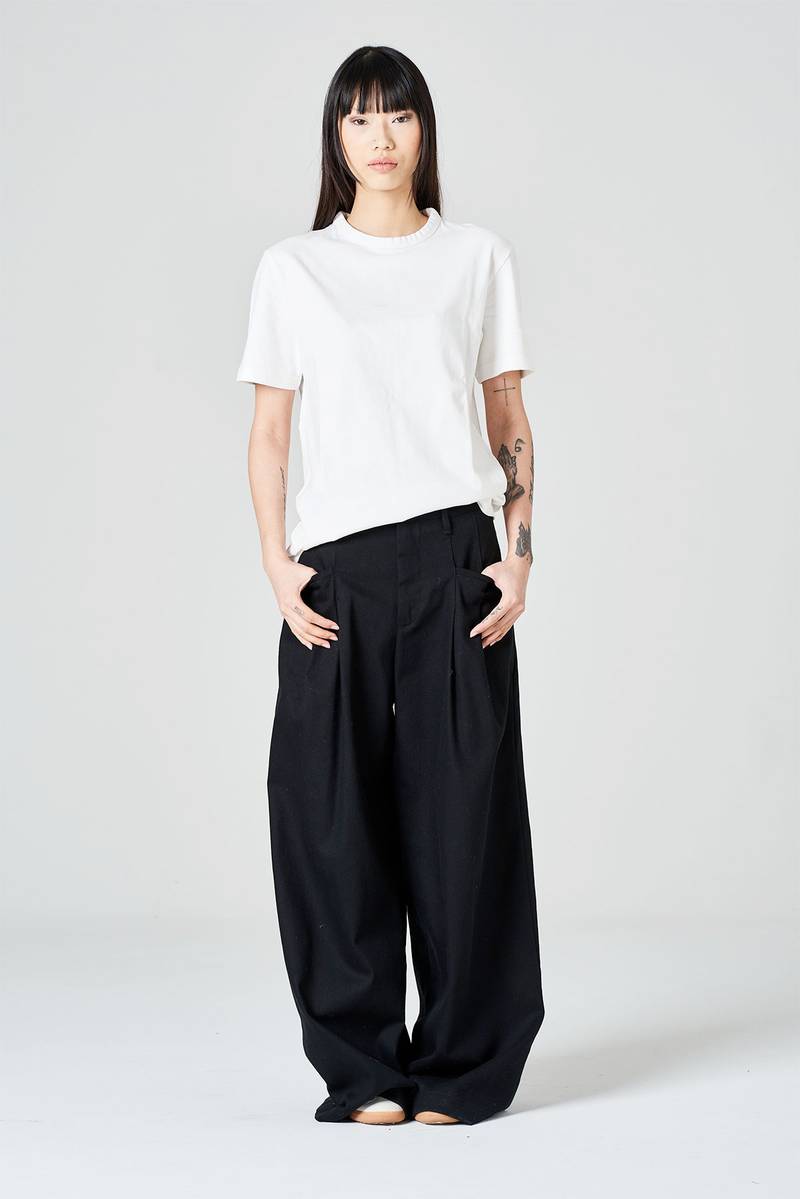 White sand Pantalone palazzo vita alta